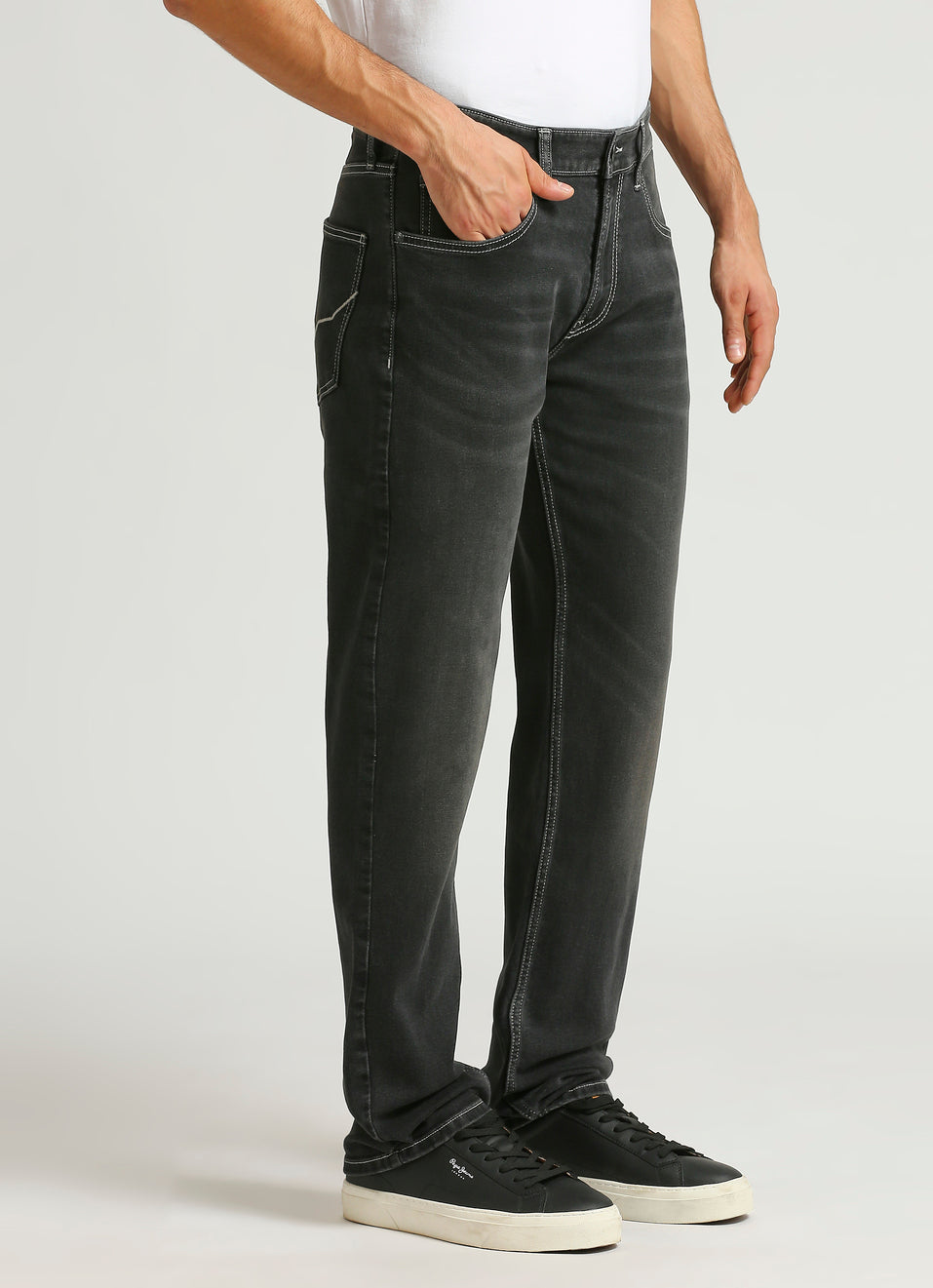 Holborne Black Mid Rise Straight Fit Jeans
